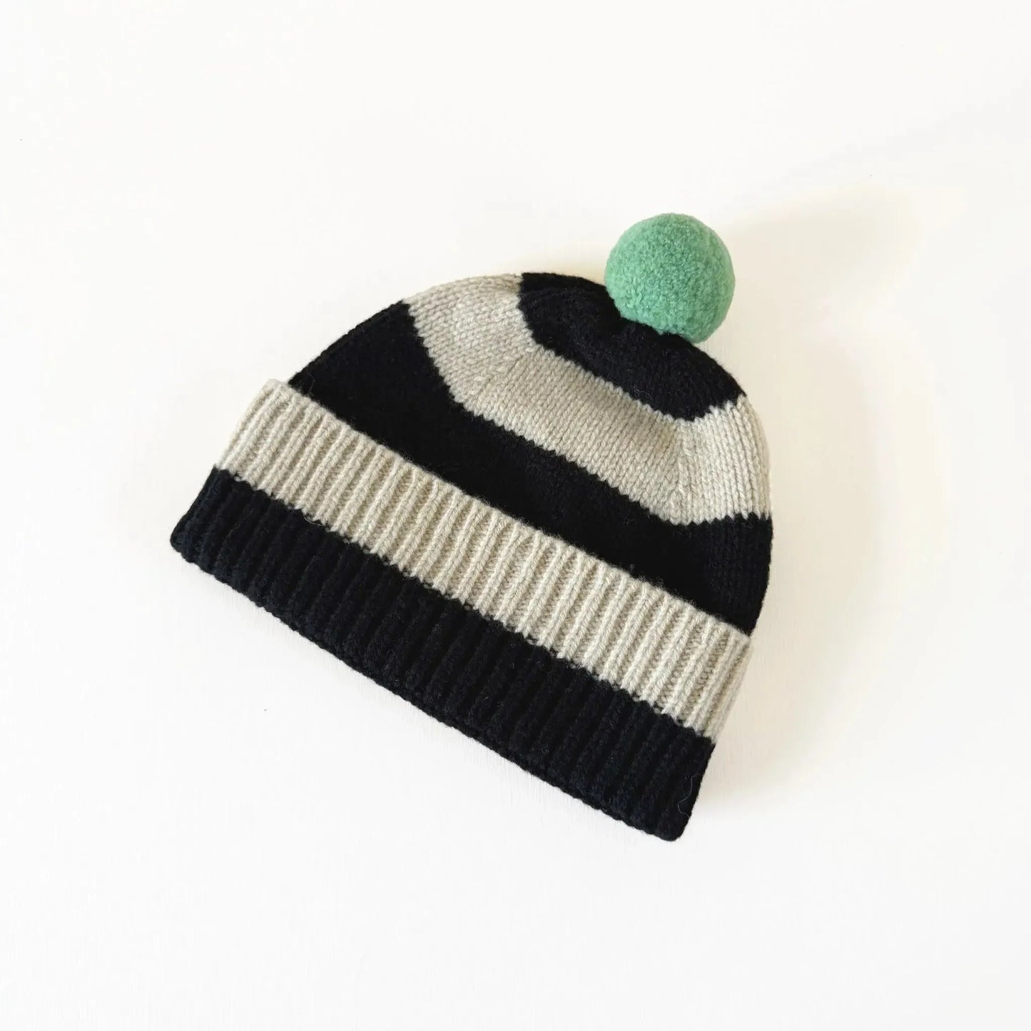 49 Mac Stripe Pompom Hat in Black & Oatmeal-Accessory-Jo Gordon-eugenienewport