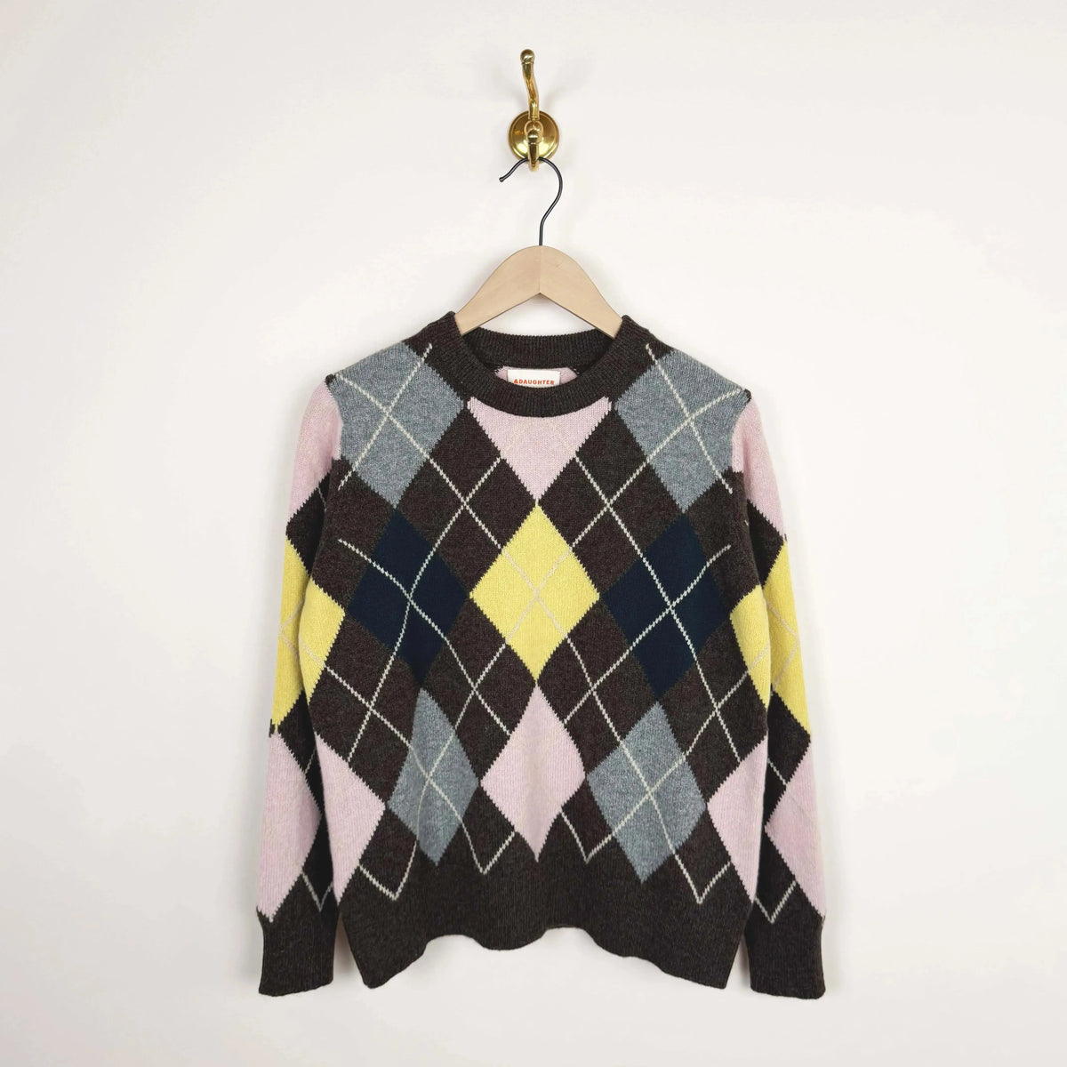 Argyle Slouch in Porcupine/Pink/Cowslip-Sweaters-&Daughter-eugenienewport