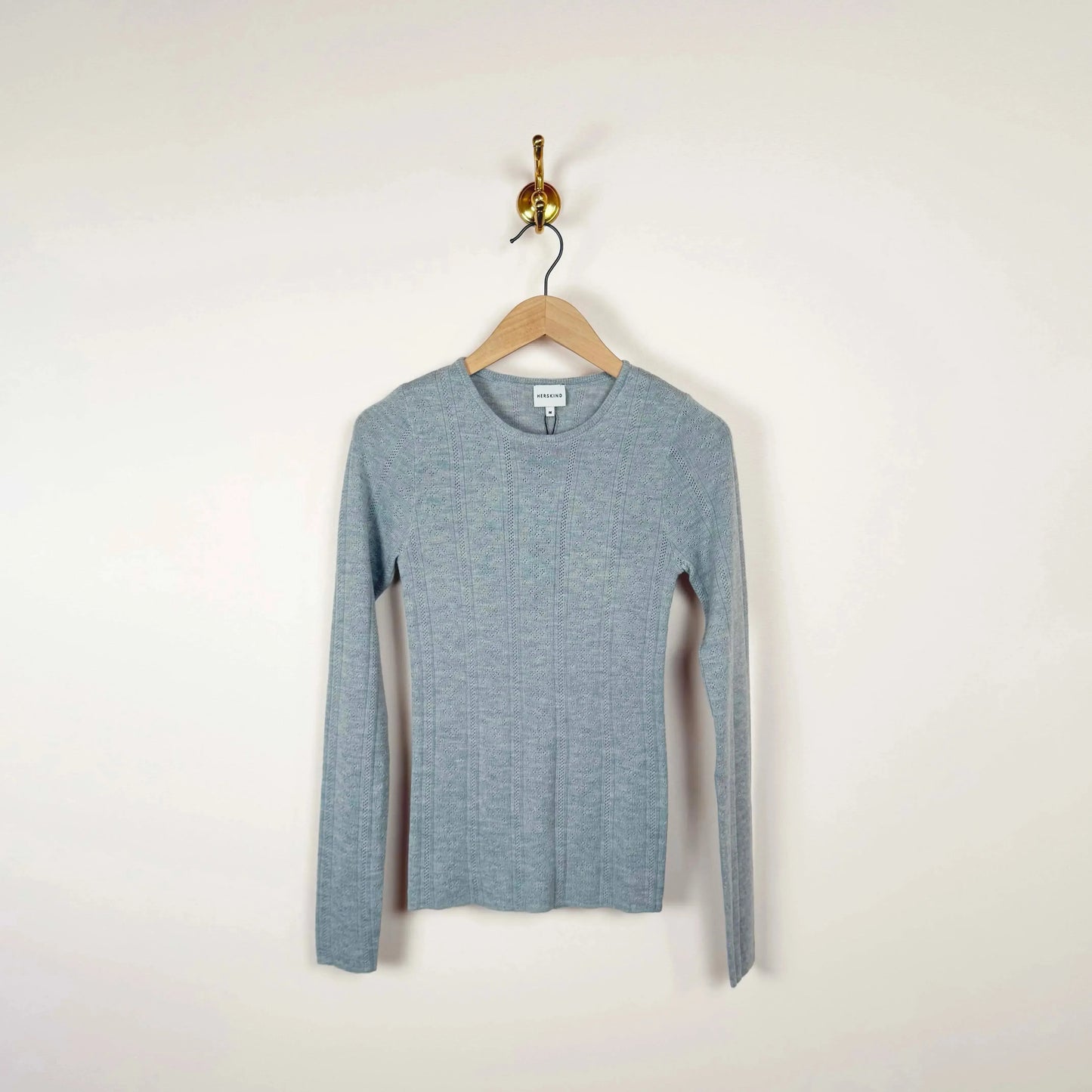 Camb Knit Blouse in Grey Melange-Sweaters-Herskind-eugenienewport