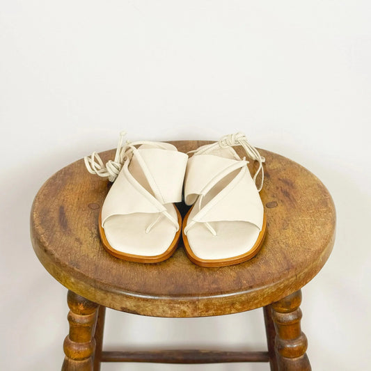 Clava Ankle Lace Supple Shiny in Cream-Shoes-Hereu-eugenienewport