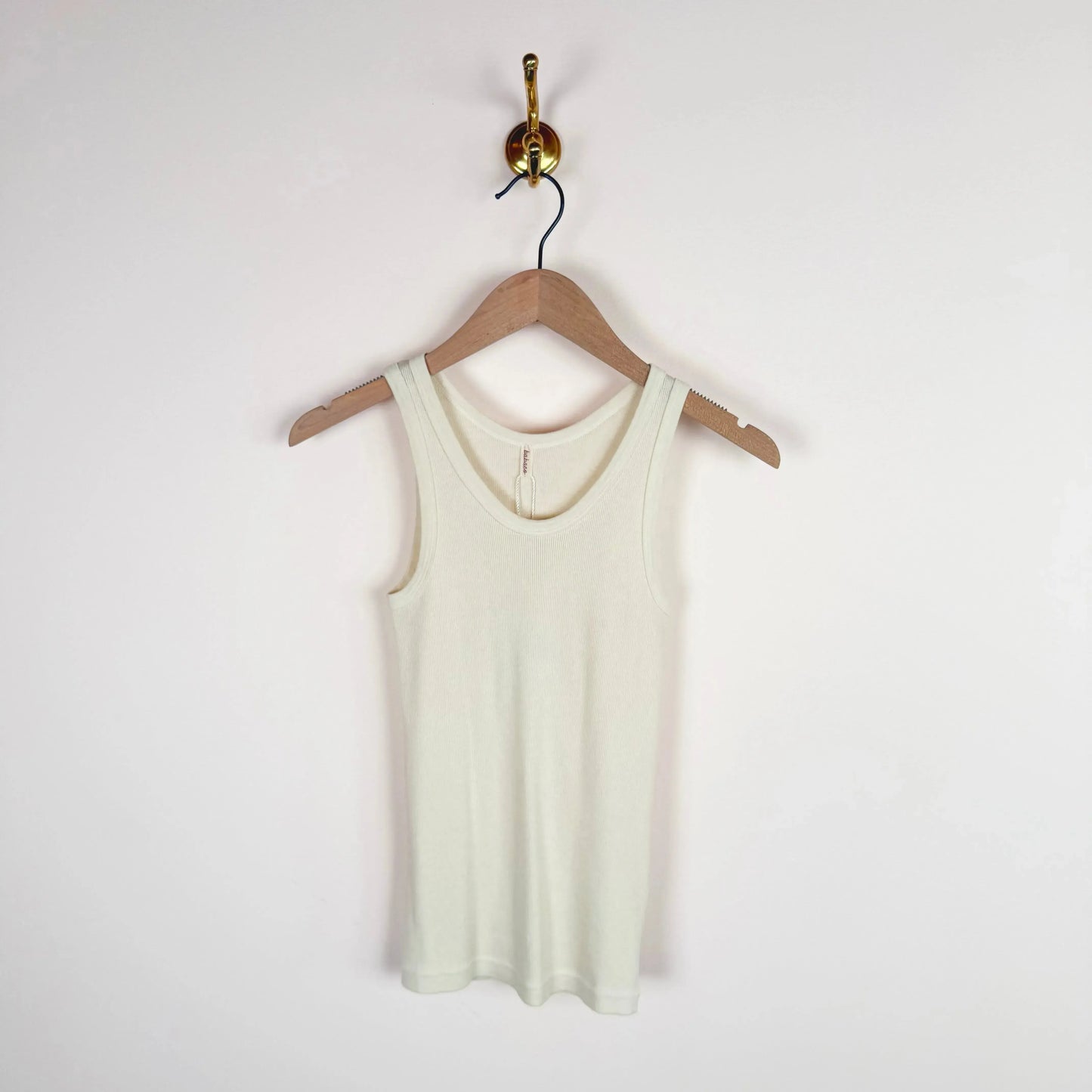 Cotton/Silk Ribbed Tank Top in Ivory-T-Shirts-Babaco-eugenienewport