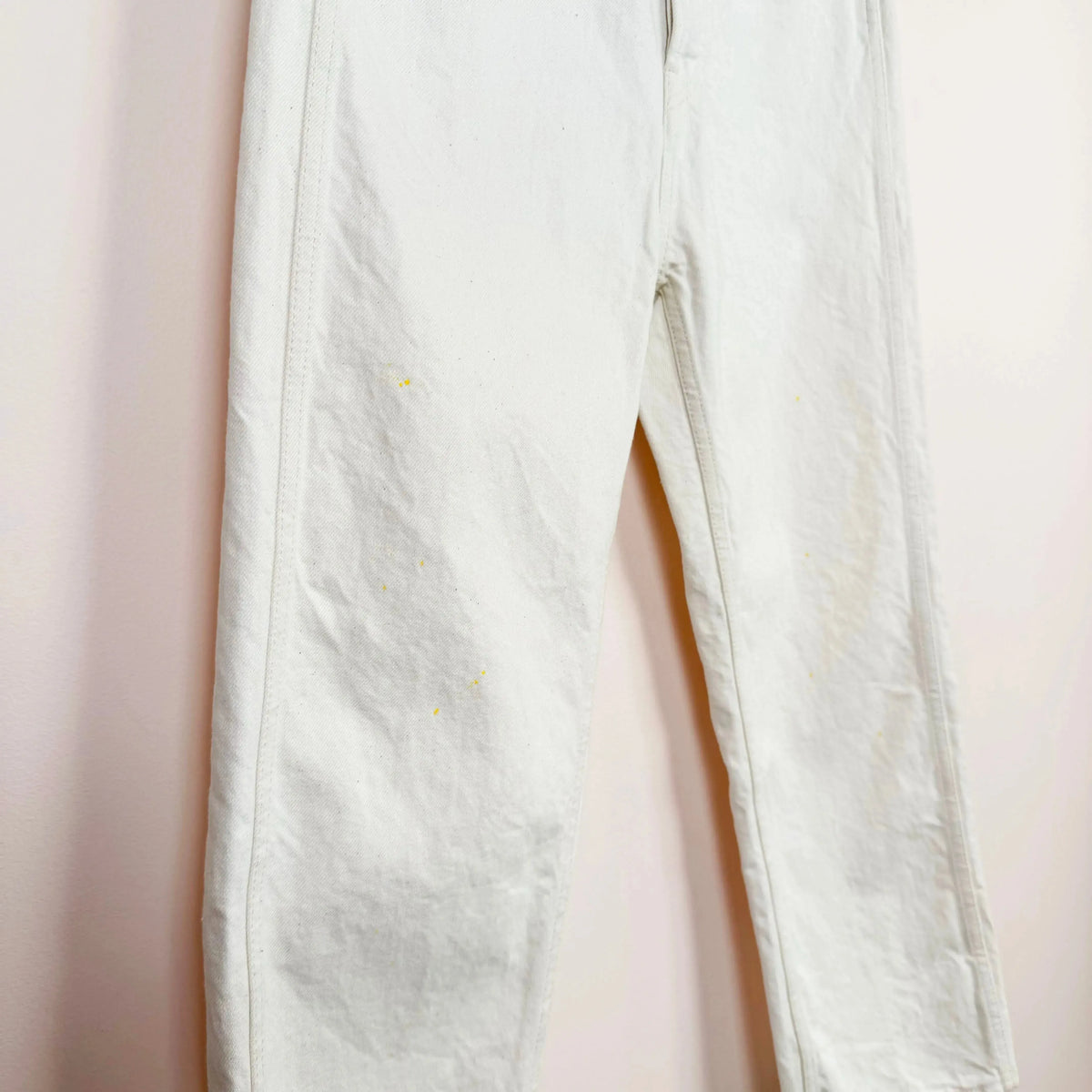 Denim Wide Tapered Cut in Ivory Splatter-Denim-Chimala-eugenienewport