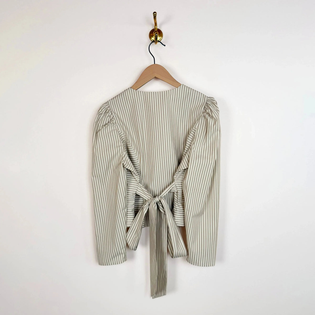 Eliza Puff Sleeve in Natural/Terracotta Stripe-Tops-Cawley-eugenienewport