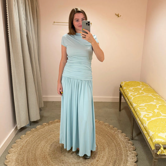 Gathered Waist Dress in Sky
