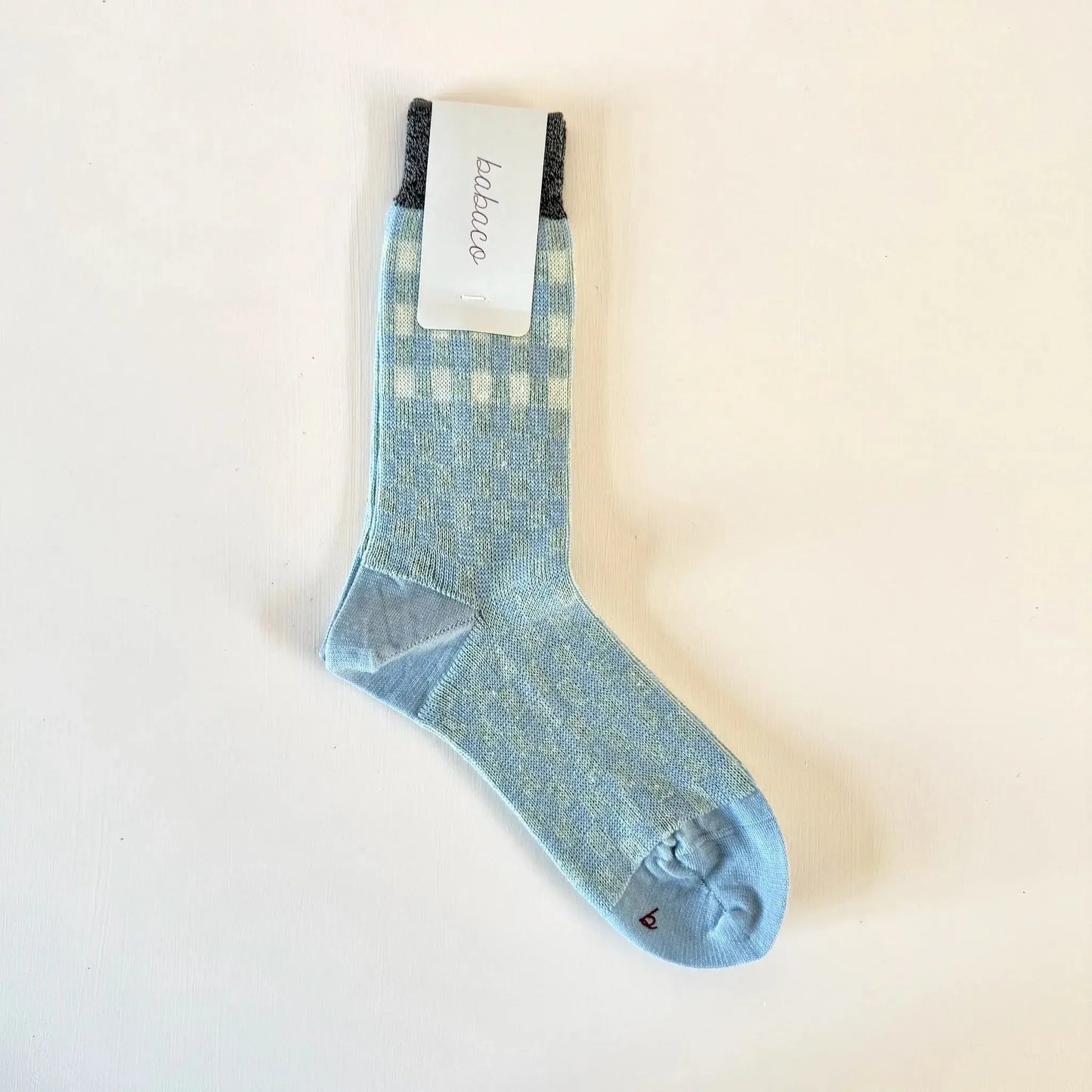 Jacquard Check Socks in Light Blue-Accessories-Babaco-eugenienewport