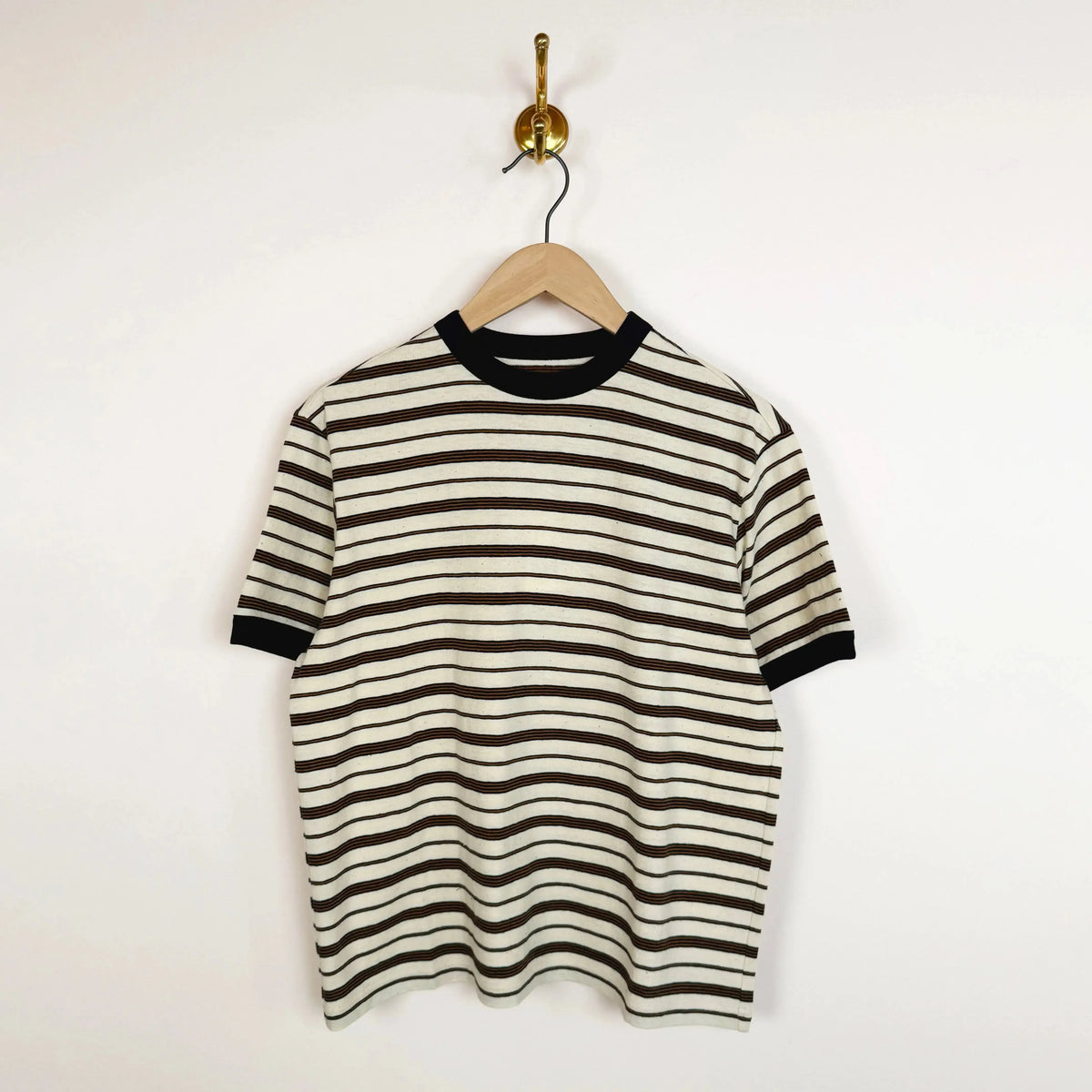 Japanese Striped Jersey Short Sleeve in Ecru/Navy Stripe-T-Shirts-Cawley-eugenienewport