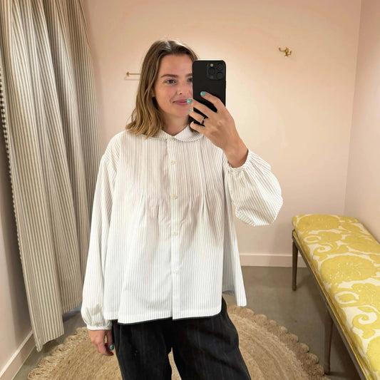 Jessie Shirt in Blue/White Stripe-Tops-Cawley-eugenienewport