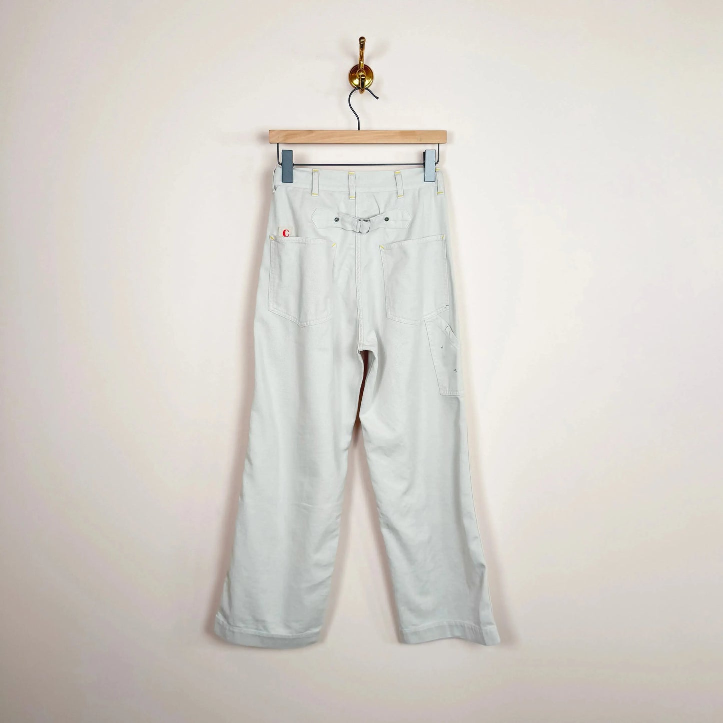 Knee Painer Pants in Ivory Splatter-Denim-Chimala-eugenienewport