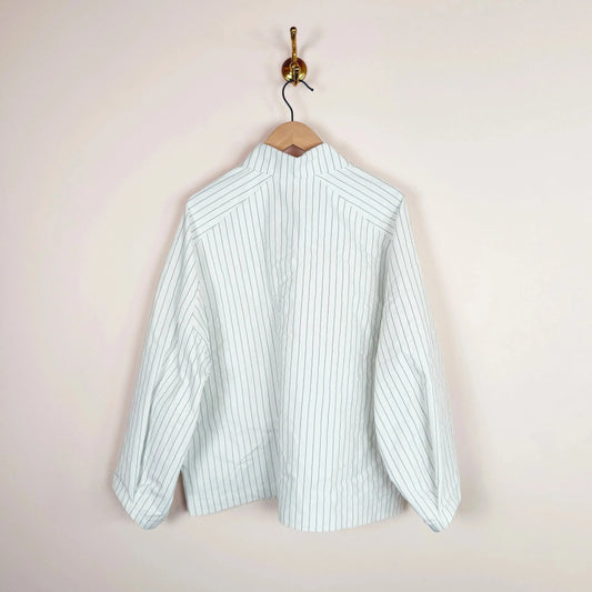 Lies Coat Short in White Stripe-Coats-Eleph-eugenienewport