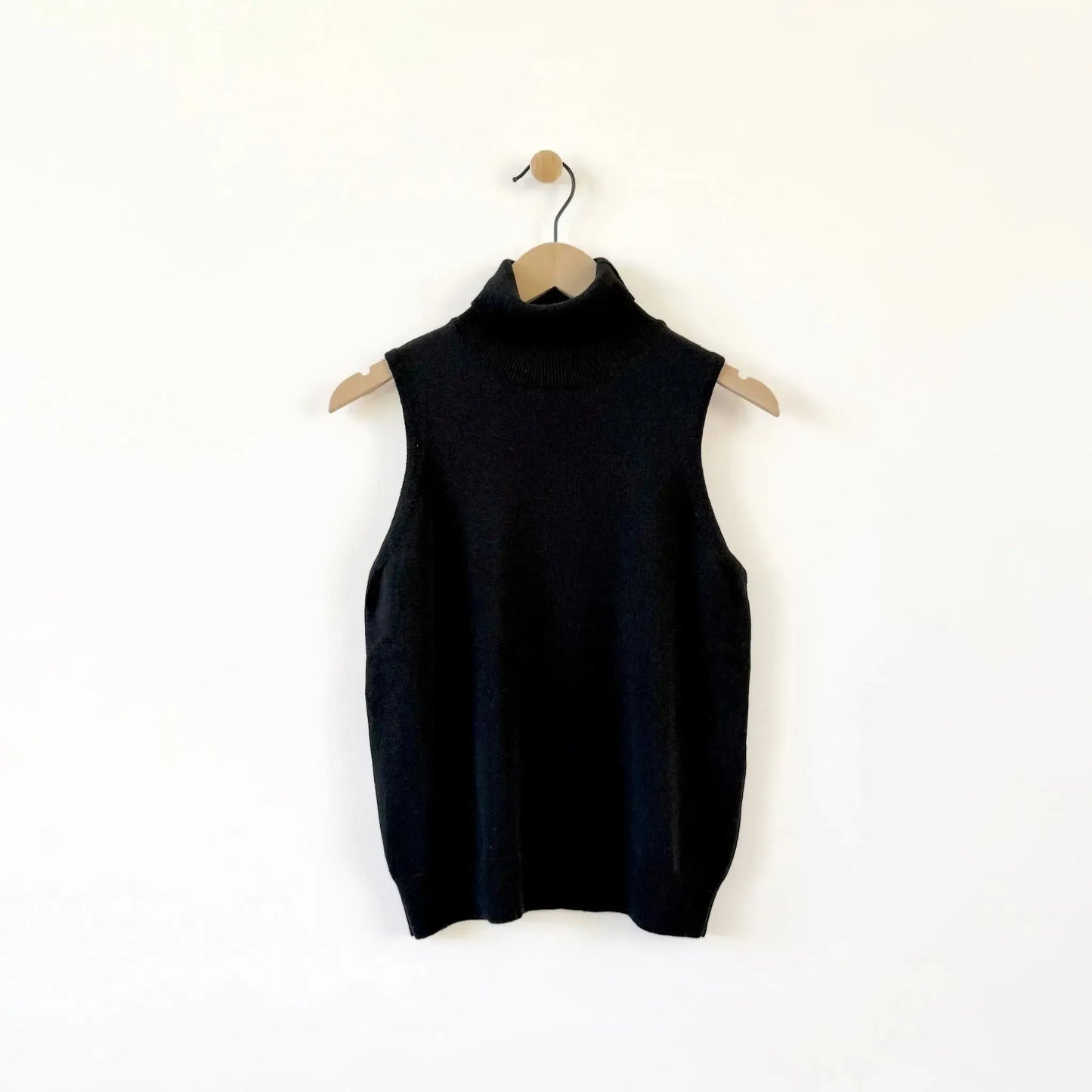 Merino Wool Turtleneck Vest in Black-Sweater-Cordera-eugenienewport