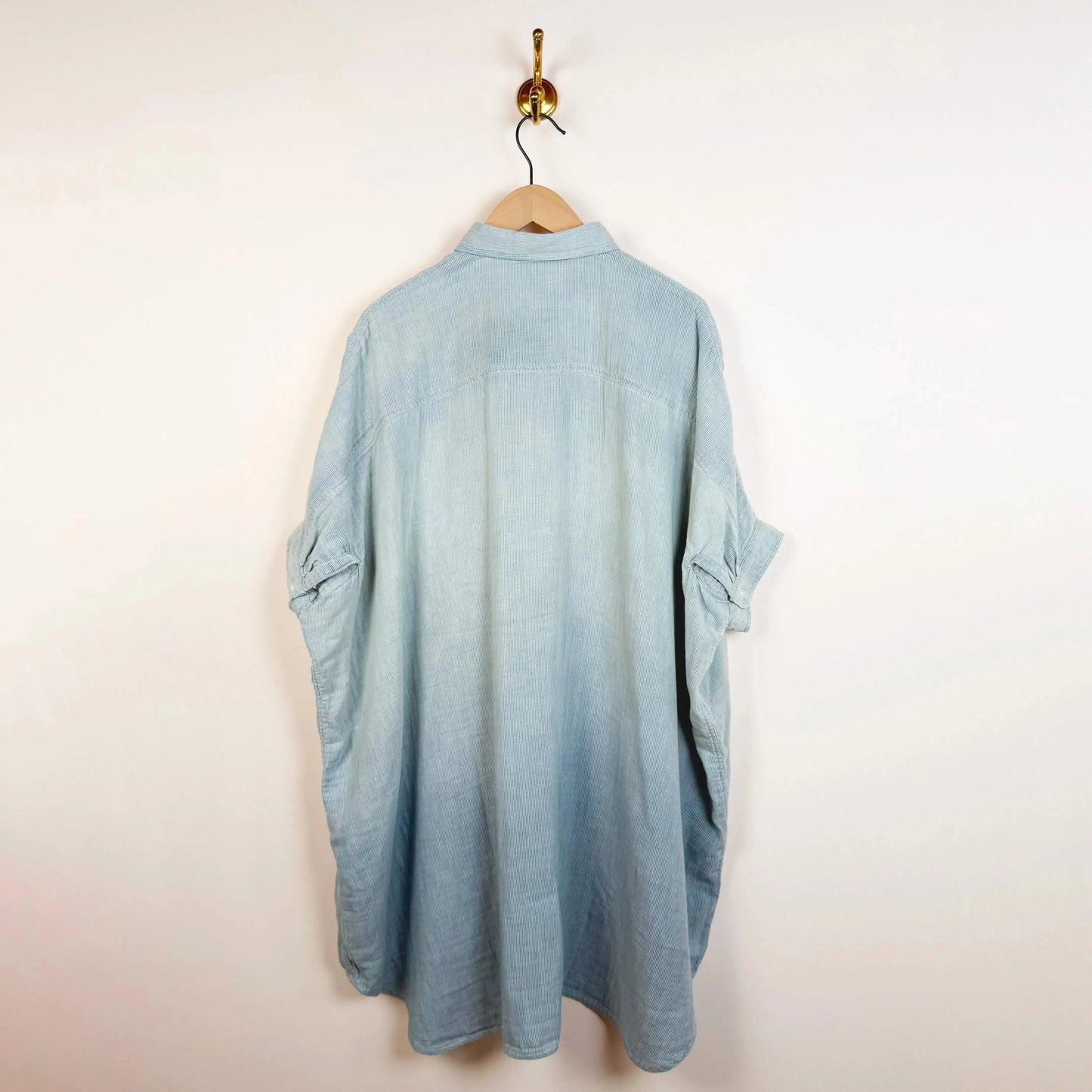 Oversized Cuffed Shirtdress in Indigo Stripe-Dresses-Denimist-eugenienewport