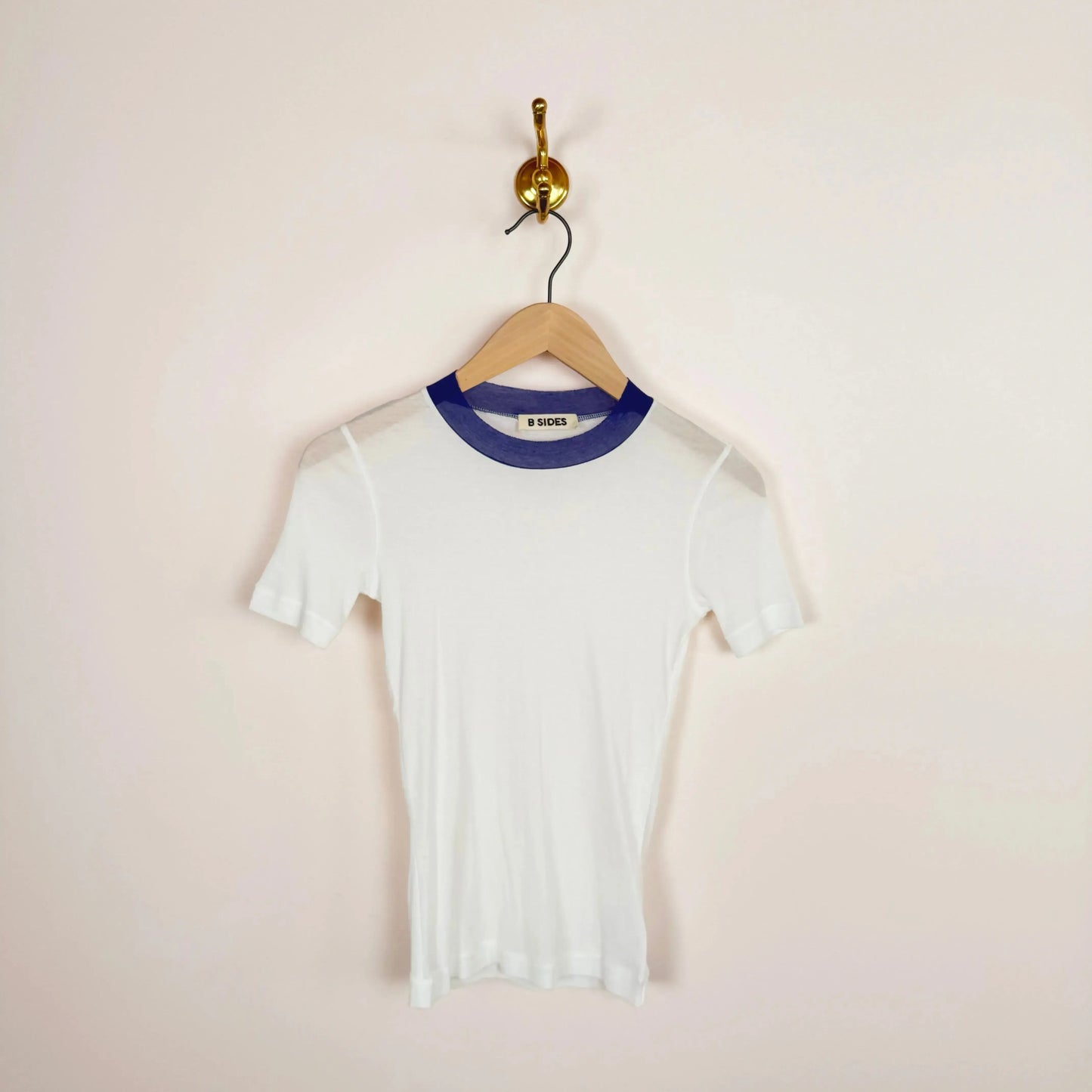 Ringer Tee in White/Blue-T-Shirts-B Sides-eugenienewport