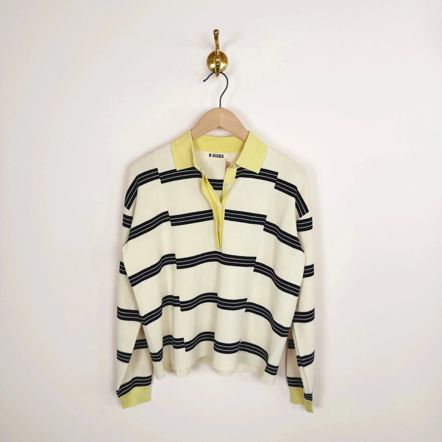 Rugby Polo in White/Navy/Yellow-Tops-B Sides-eugenienewport