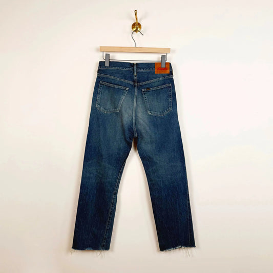Selvedge Denim Used Ankle Cut in Dark Vintage-Denim-Chimala-eugenienewport