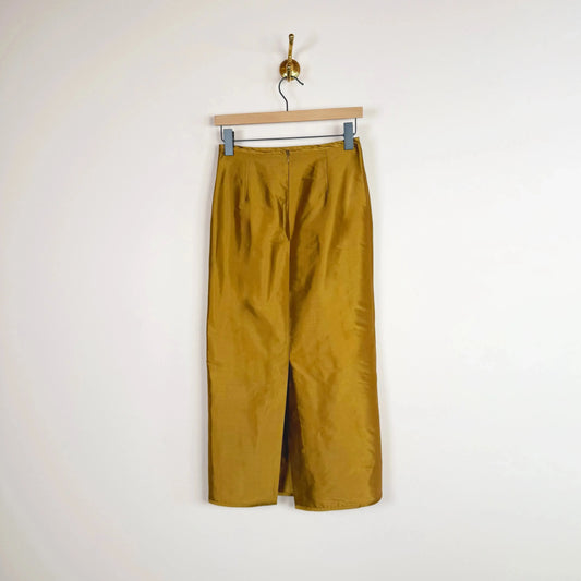 Silk Dupion Sadie Skirt in Ochre-Skirts-Cawley-eugenienewport