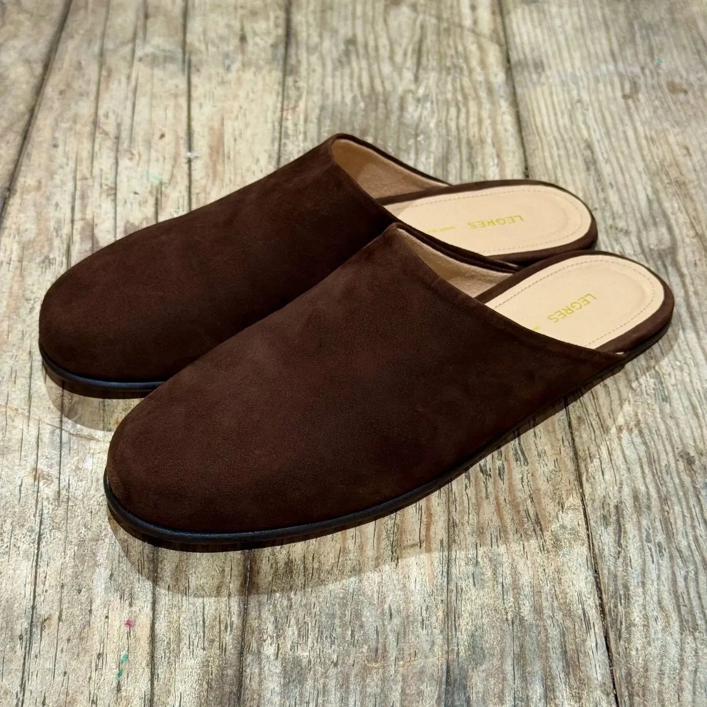 Slipper in Dark Brown Suede-Shoes-Legres-eugenienewport