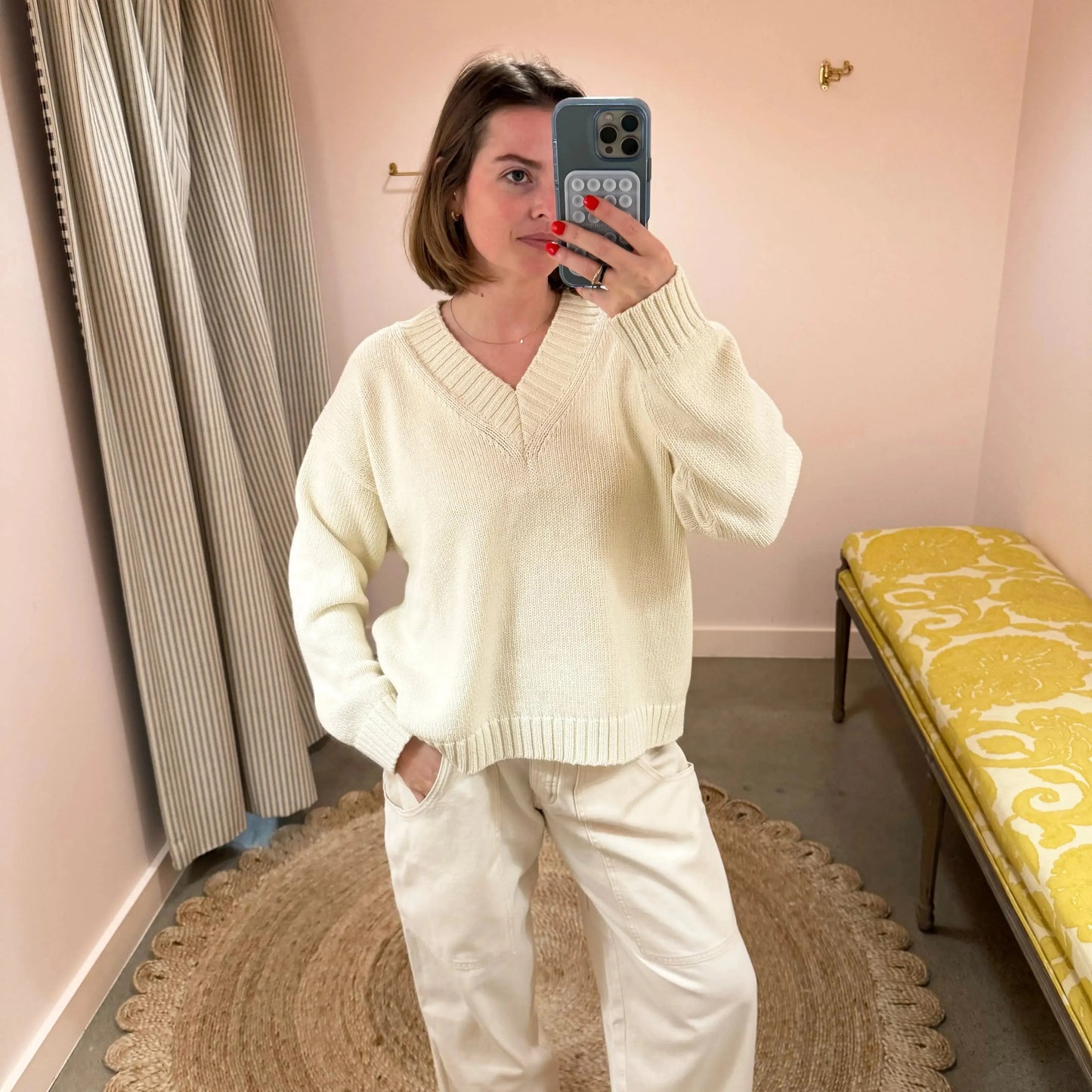 Sloane Vee in Milk-Sweaters-James Street-eugenienewport