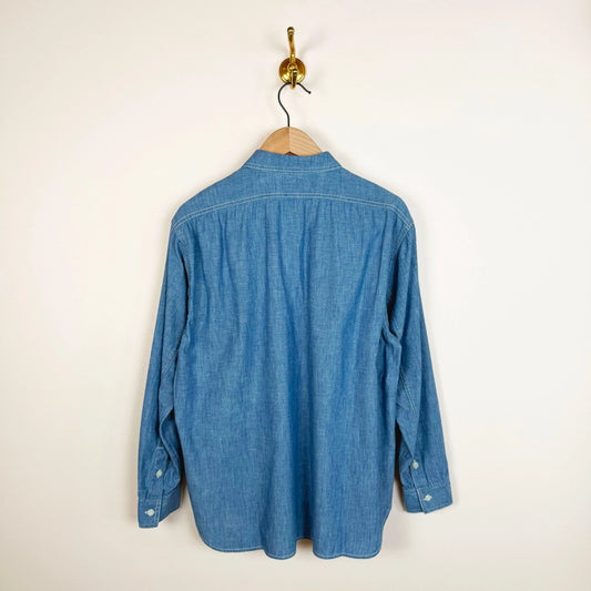 Slub Yarn Chambray Pullover Shirt-Tops-Chimala-eugenienewport