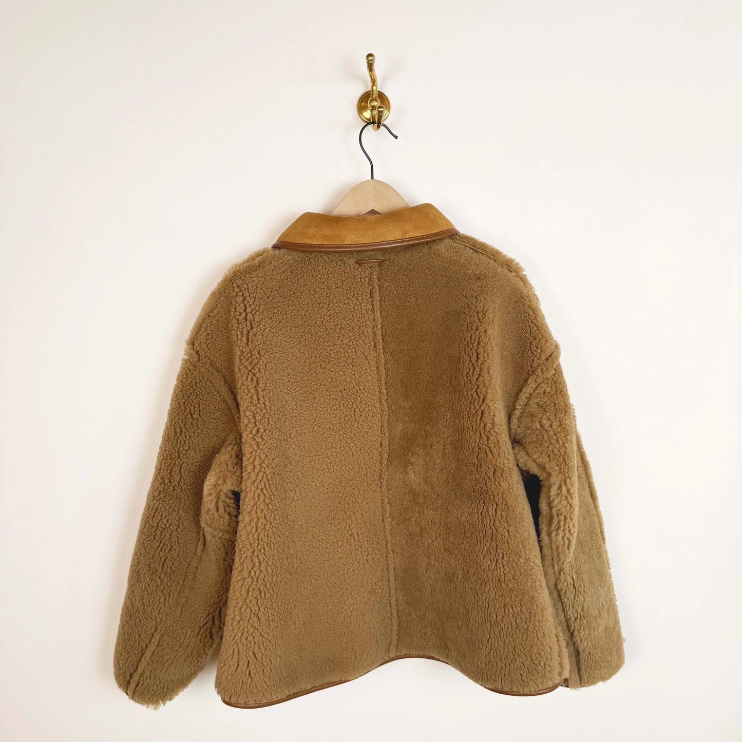 Suede Curly Hair Avis Jacket in Tan-Jackets-Cawley-eugenienewport