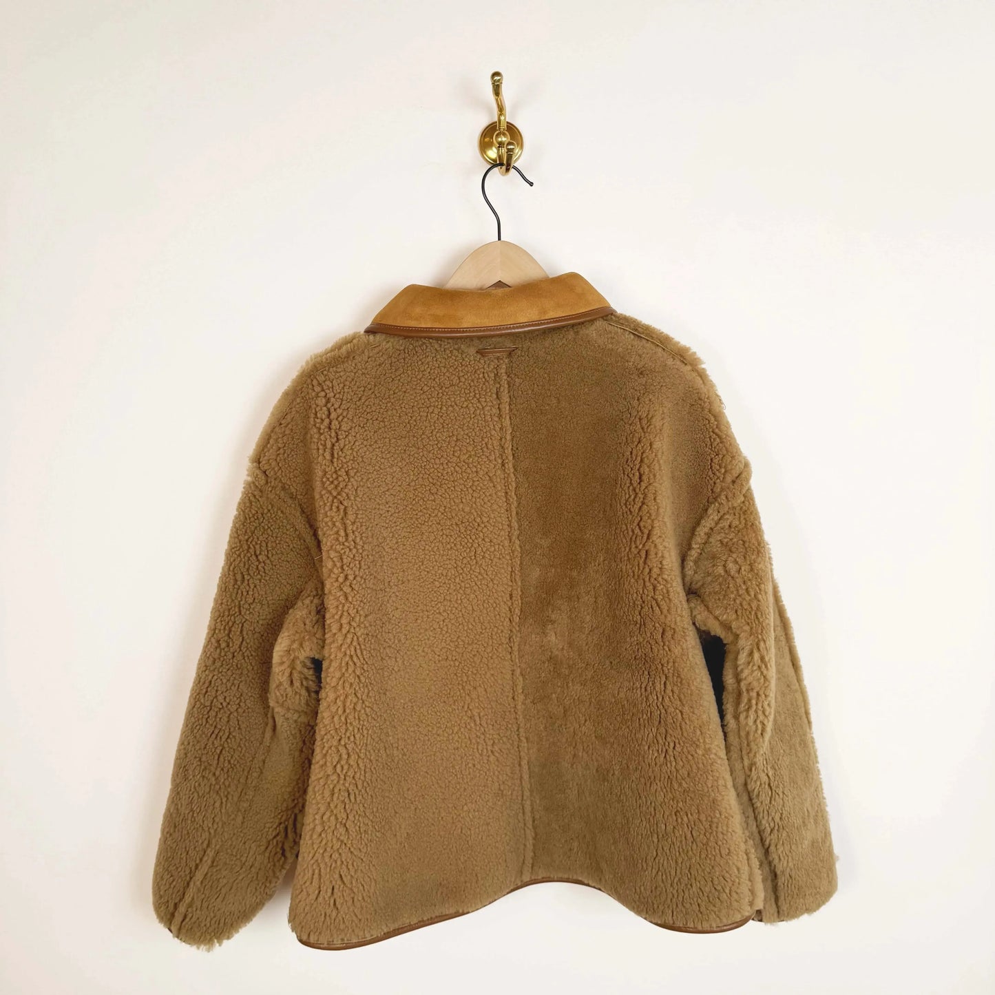 Suede Curly Hair Avis Jacket in Tan-Jackets-Cawley-eugenienewport