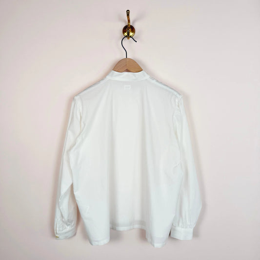 Tuck Stand Collar Shirt in Off-White-Tops-Chimala-eugenienewport