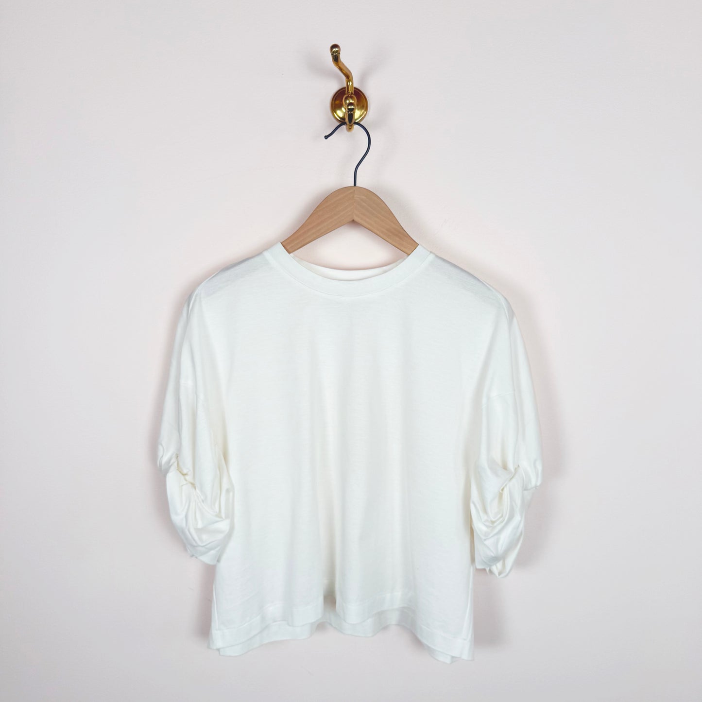 Twisted Sleeve Tee in White