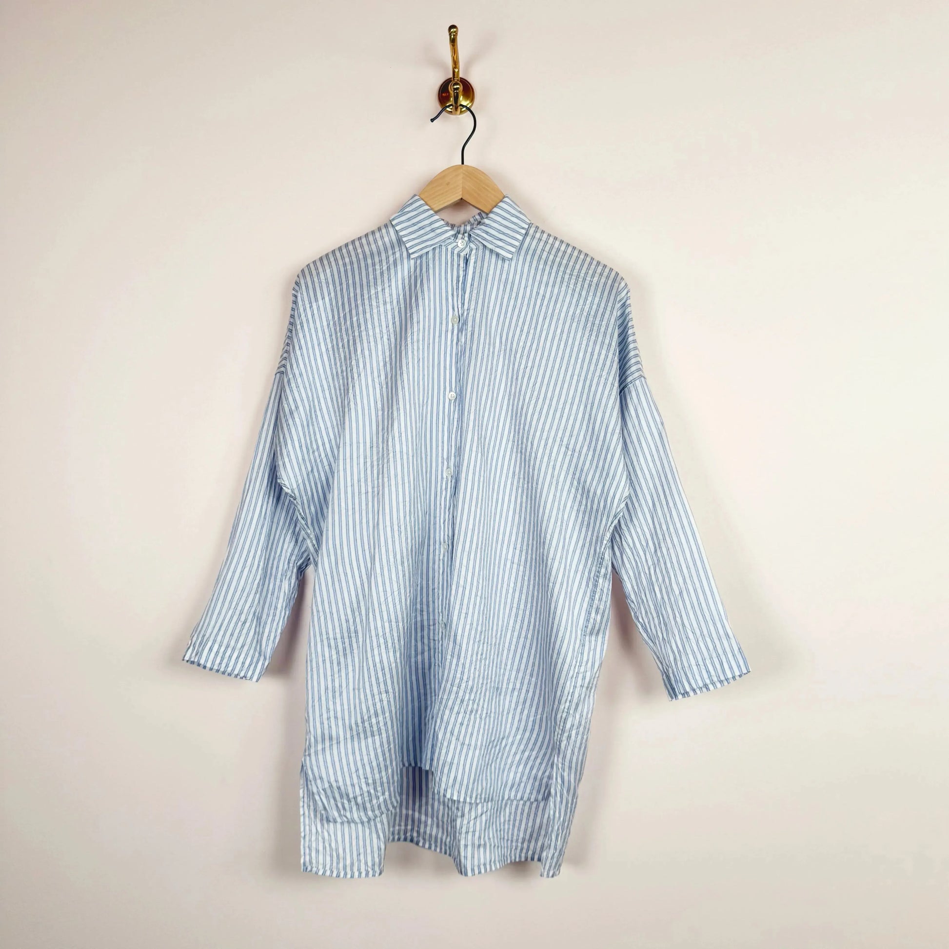 0430030 Silk Shirt in Blue Stripe-Tops-Christian Peau-eugenienewport