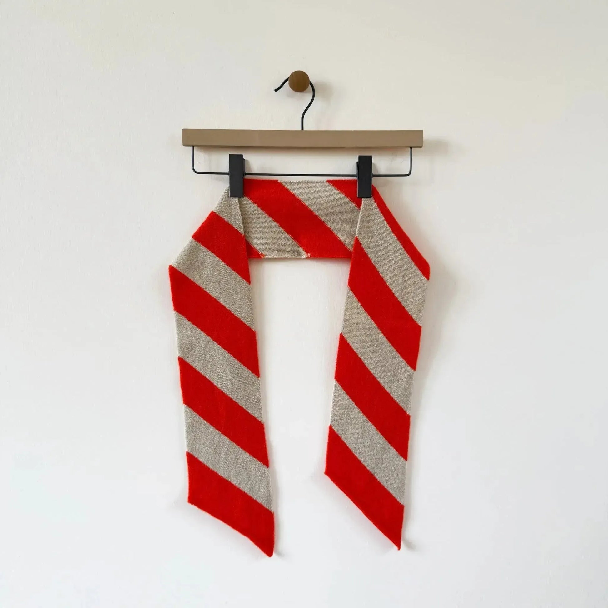 36 Mac Small Diagonal Stripe Scarf in Orange Gloss & Oatmeal-Accessory-Jo Gordon-eugenienewport