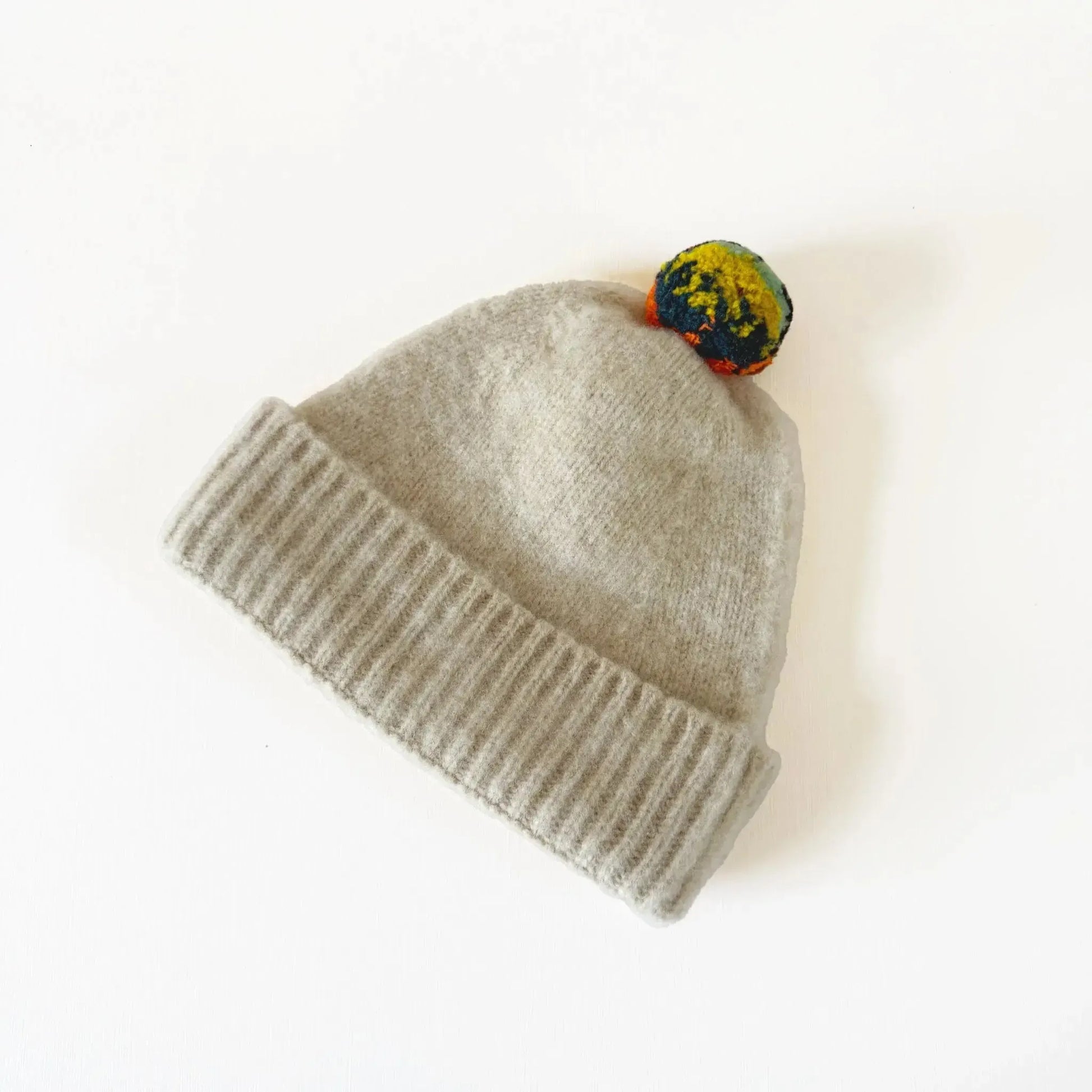 51 Mac Brushed Plain Hat Stripe Pompom in Oatmeal-Accessory-Jo Gordon-eugenienewport