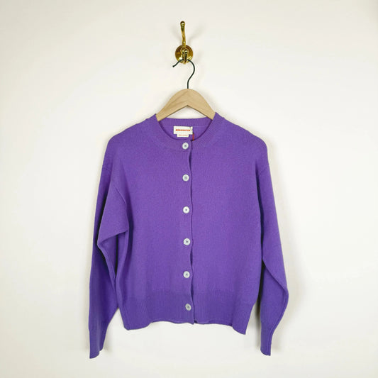 Ada Crewneck Cardigan in Pansy Purple-Sweaters-&Daughter-eugenienewport