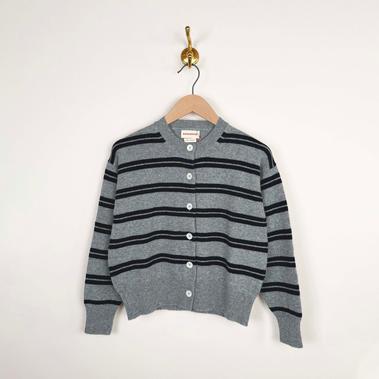 Ada Crewneck in Grey with Navy