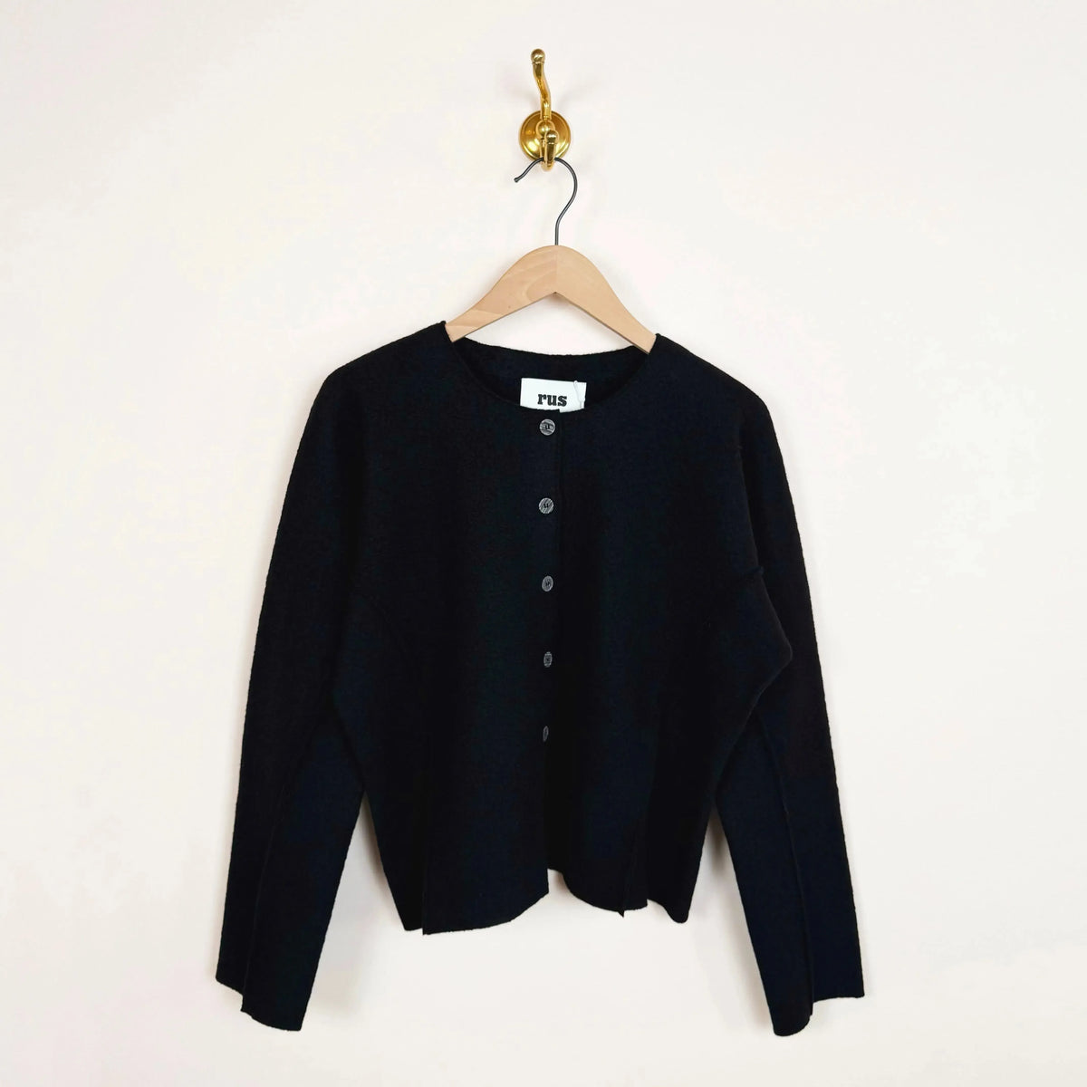 Arco Cardigan in Black-Sweaters-Rus-eugenienewport