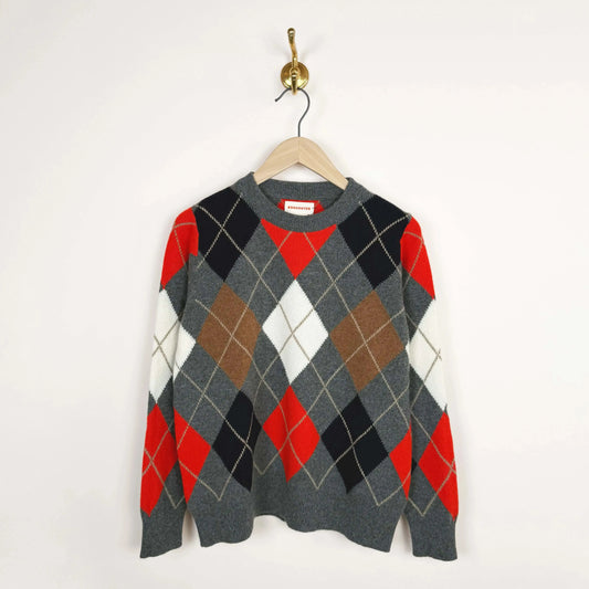 Argyle Slouch in Grey/Red/Hazelnut-Sweaters-&Daughter-eugenienewport