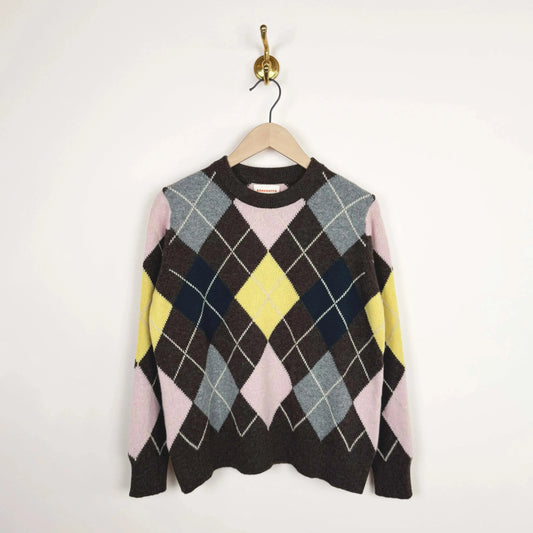 Argyle Slouch in Porcupine/Pink/Cowslip-Sweaters-&Daughter-eugenienewport