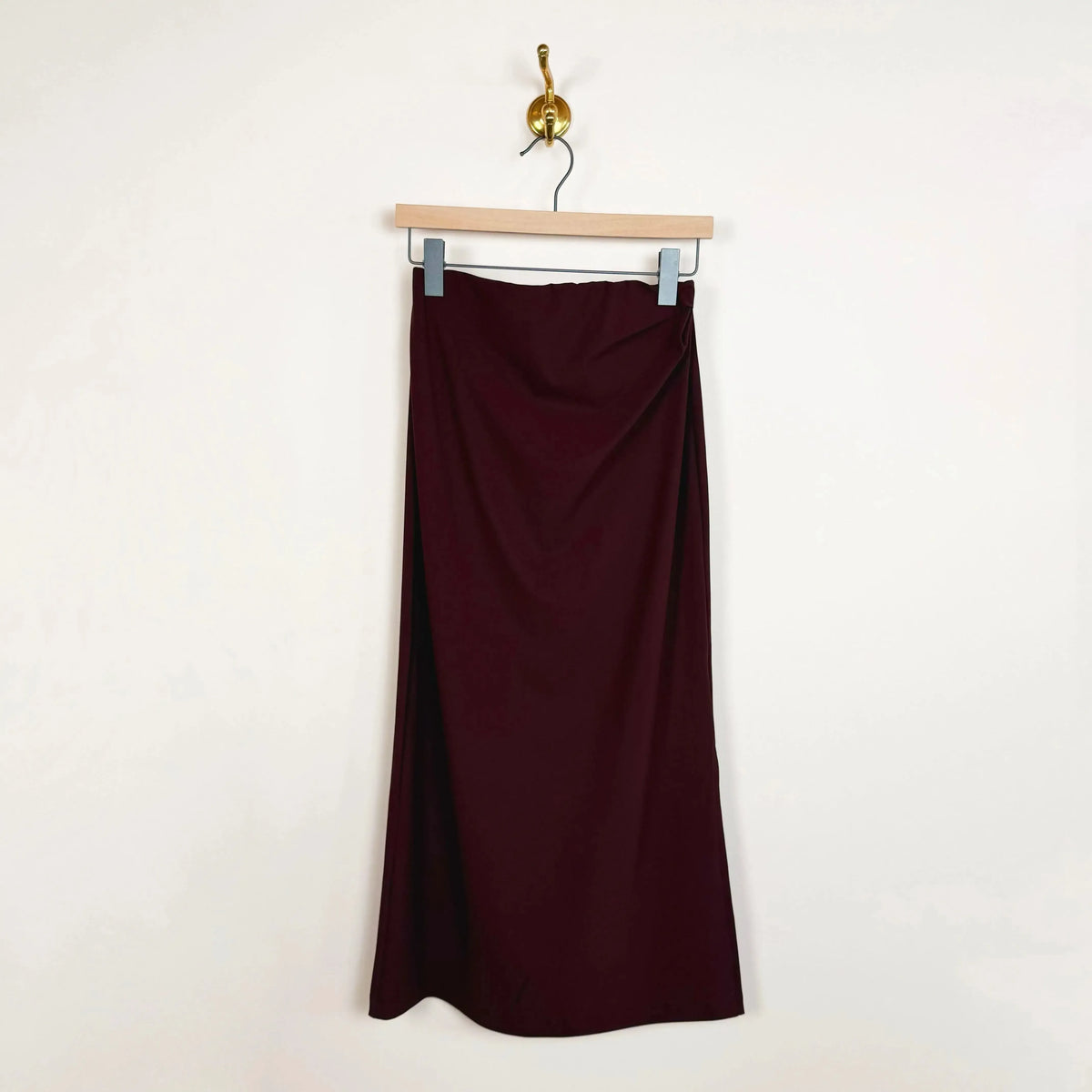 Asymmetric Midi Skirt in Cordovan-Skirts-Reyèm-eugenienewport