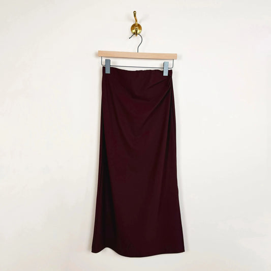 Asymmetric Midi Skirt in Cordovan-Skirts-Reyèm-eugenienewport