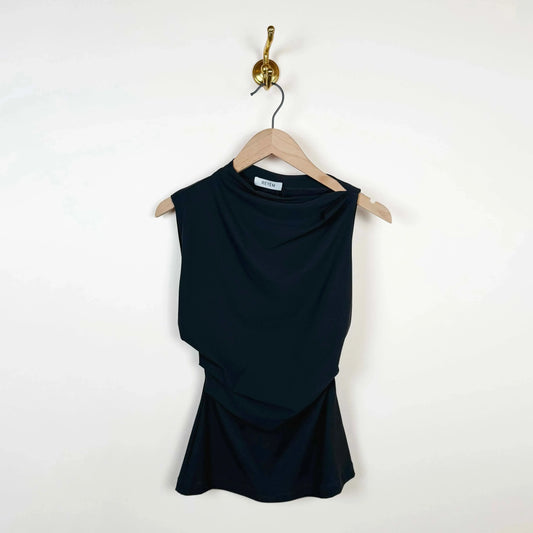Asymmetric Sleeveless Top in Charcoal-Tops-Reyèm-eugenienewport