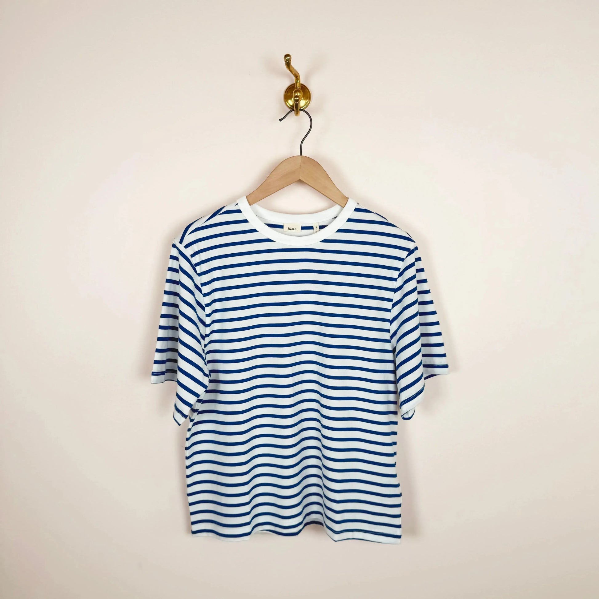Boyfriend Tee in Classic Blue Stripe-T-Shirts-Skall-eugenienewport