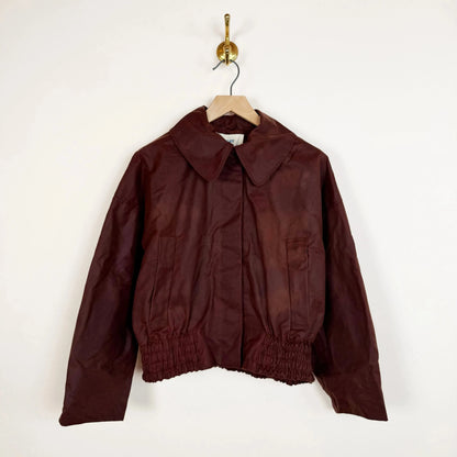 British Waxed Oilskin Nara Jacket in Chestnut-Jackets-Cawley-eugenienewport
