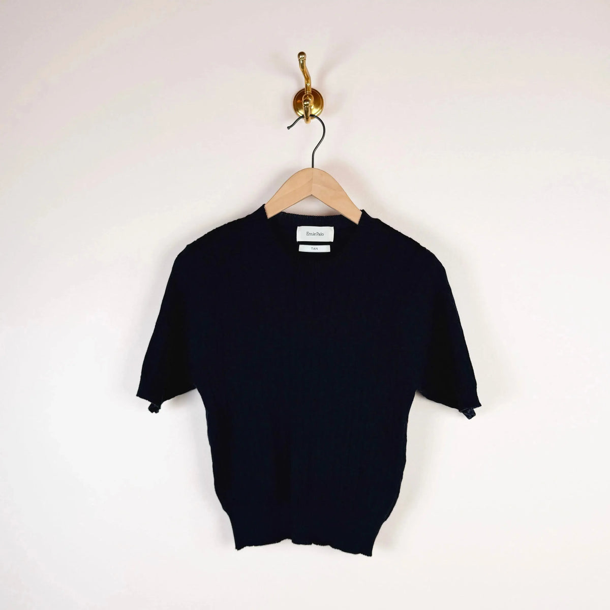 Cable Half Sleeve Knit in Navy-Sweaters-Ernie Palo-eugenienewport