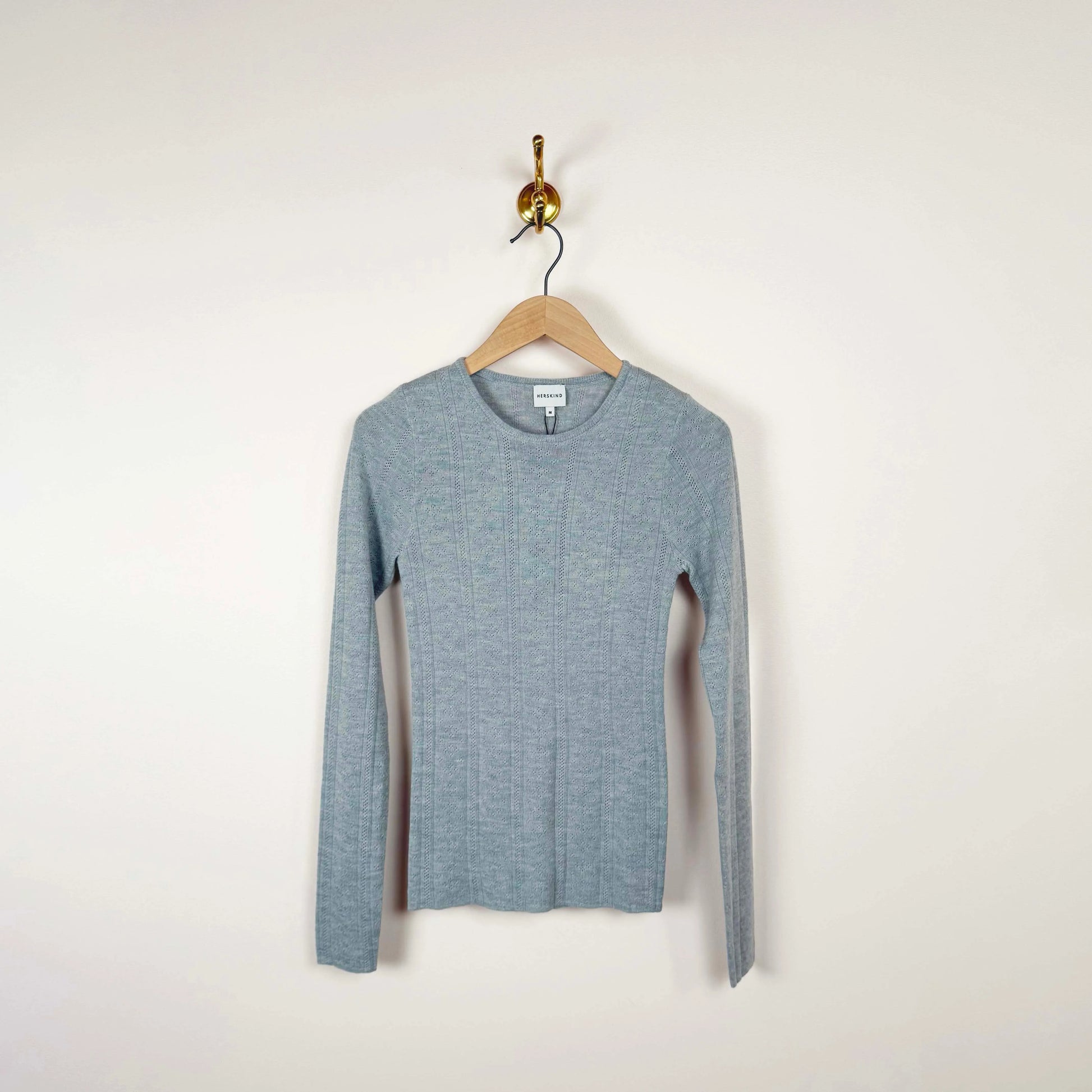 Camb Knit Blouse in Grey Melange-Sweaters-Herskind-eugenienewport