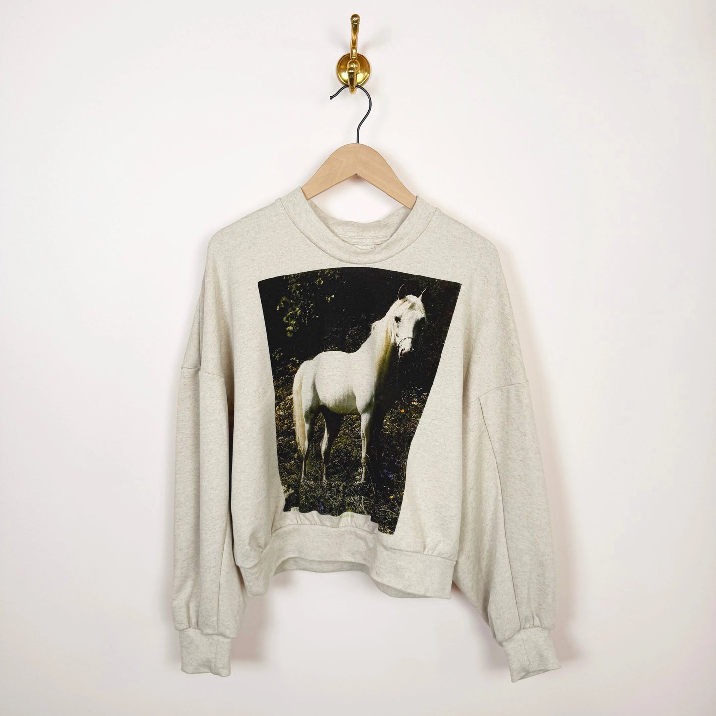 Classic Sweatshirt with Horse Graphic-Sweatshirts-Anntian-eugenienewport