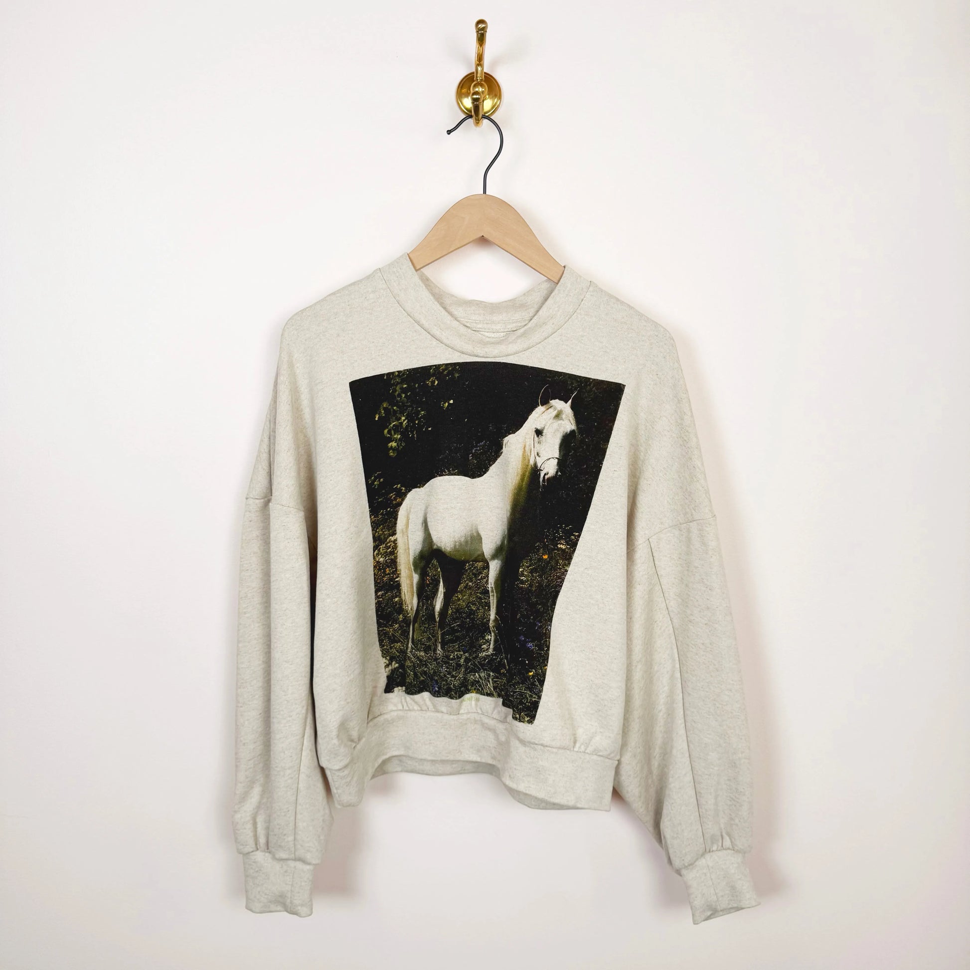 Classic Sweatshirt with Horse Graphic-Sweatshirts-Anntian-eugenienewport
