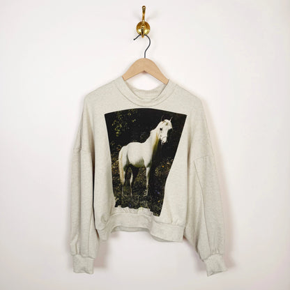 Classic Sweatshirt with Horse Graphic-Sweatshirts-Anntian-eugenienewport
