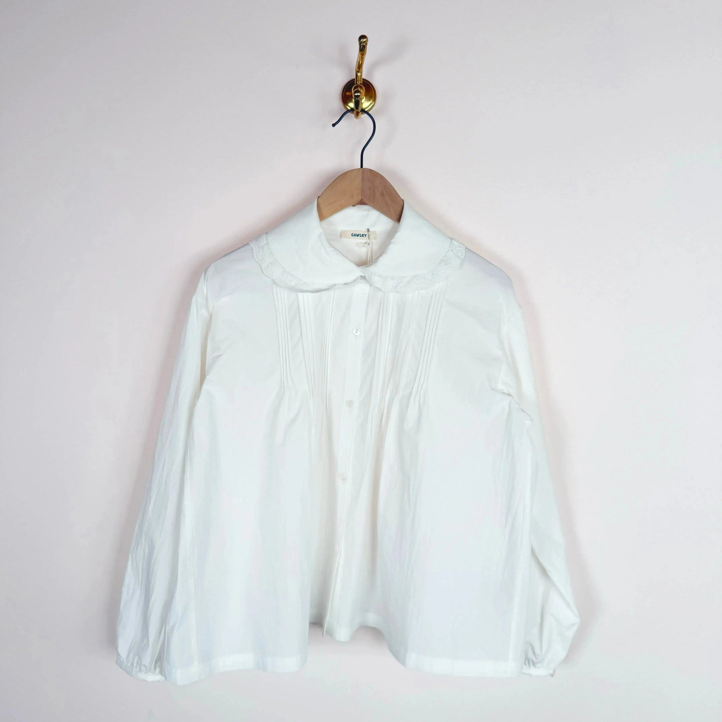 Cotton Poplin Jessie Shirt in White-Tops-Cawley-eugenienewport
