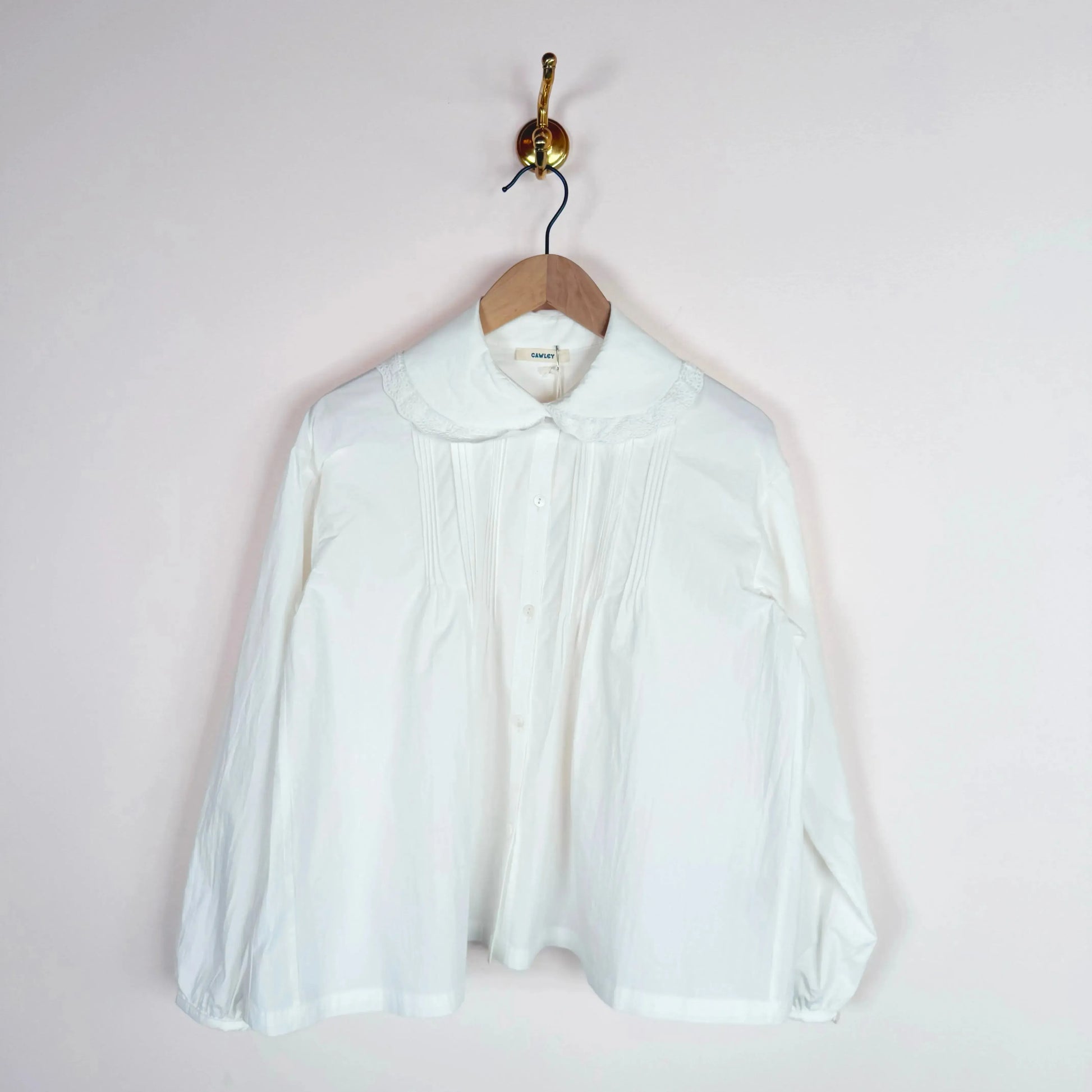 Cotton Poplin Jessie Shirt in White-Tops-Cawley-eugenienewport