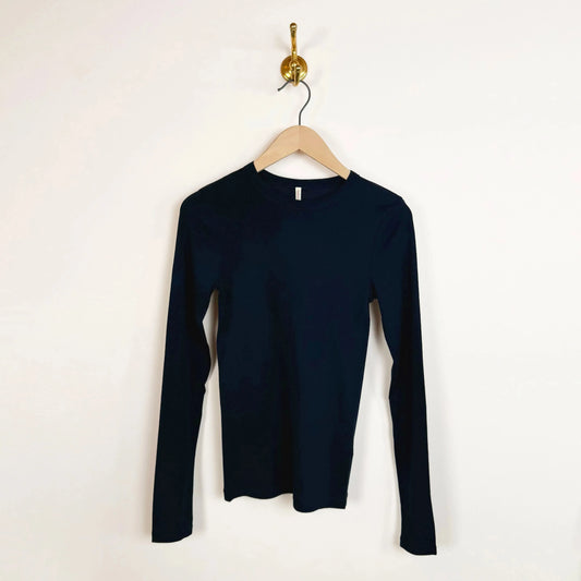 Cotton Silk Basic Long Sleeve in Navy-T-Shirts-Babaco-eugenienewport