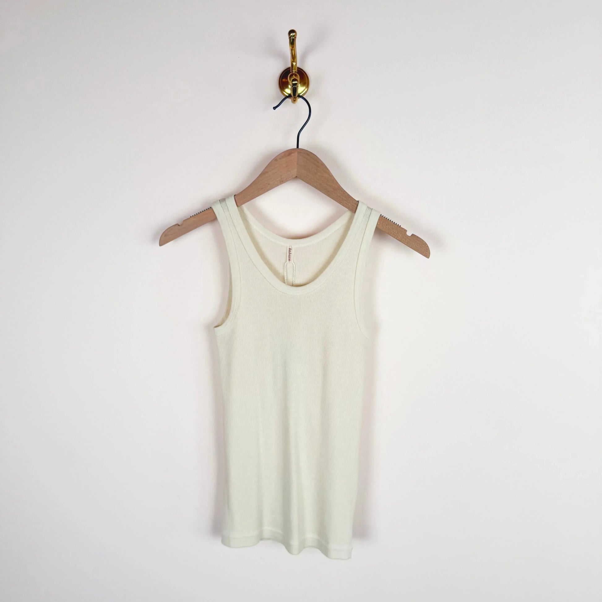Cotton/Silk Ribbed Tank Top in Ivory-T-Shirts-Babaco-eugenienewport