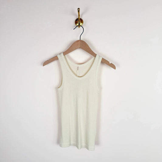 Cotton/Silk Ribbed Tank Top in Ivory-T-Shirts-Babaco-eugenienewport