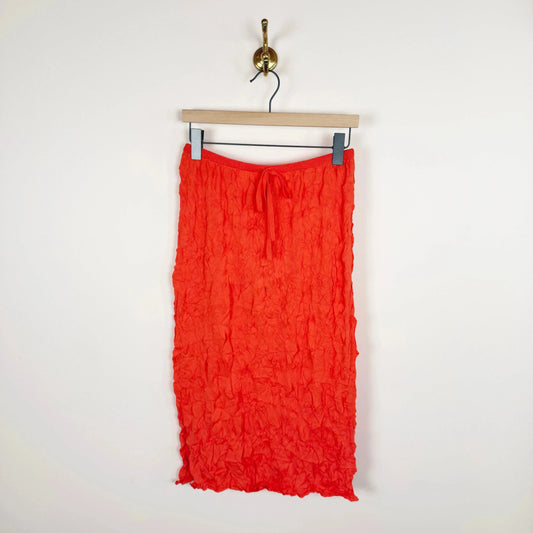 Crinkled Knit Skirt in Poppy Red-Skirts-Sayaka Davis-eugenienewport